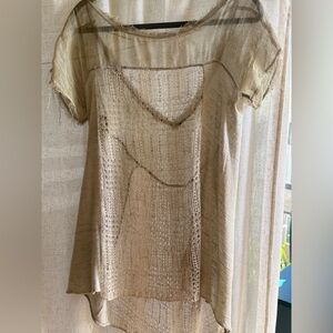 Free People Sheer Tan Blouse